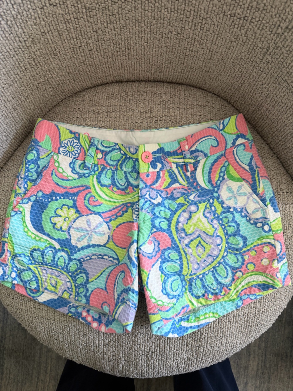 Lilly Pulitzer Multicolor Paisley Seersucker Shorts - Pink, Blue, Green, White